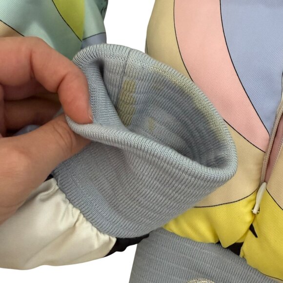 Vintage Iconic classic Emillio Pucci Fox fur Bomber jacket puffer blue print S 6 - Picture 7 of 14